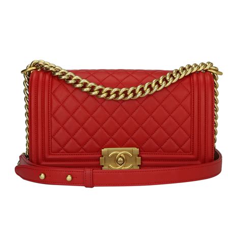 chanel red boy bag square|red chanel boyfriend bag.